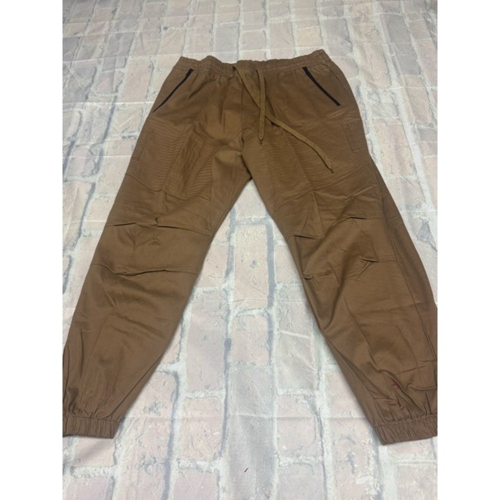 LR‎ SCOOP Mens Cargo Jogger Pants Brown 3X Elastic Waist Drawstring Pockets